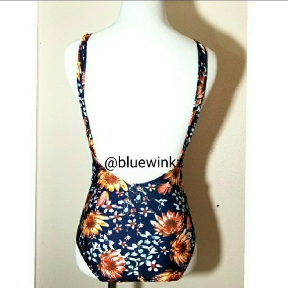 CCO SALE! Blue Floral Bathing Suit - Picture 3 of 5